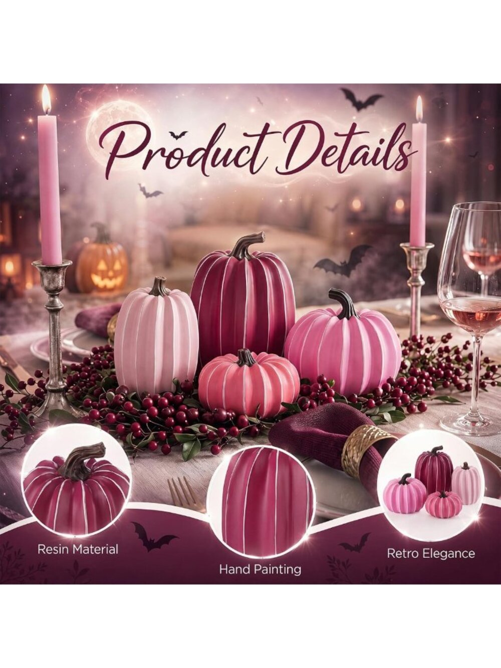4 Pcs Fall Pumpkin Decor - Harvest Fake Resin Pumpkins for Thanksgiving - Picture 4 of 6